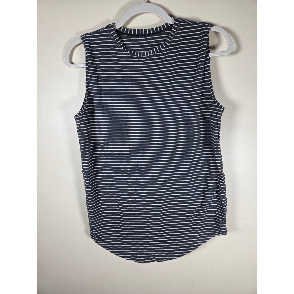 Lululemon Love Tank Top Women 8 Gray Striped Muscle Tee Activewear Casual
